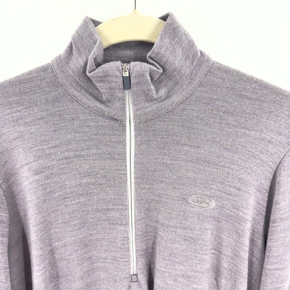 Icebreaker Womens 100% Wool Half Zip Sweater Top Size M Gray Purple Long Sleeve - Picture 2 of 10